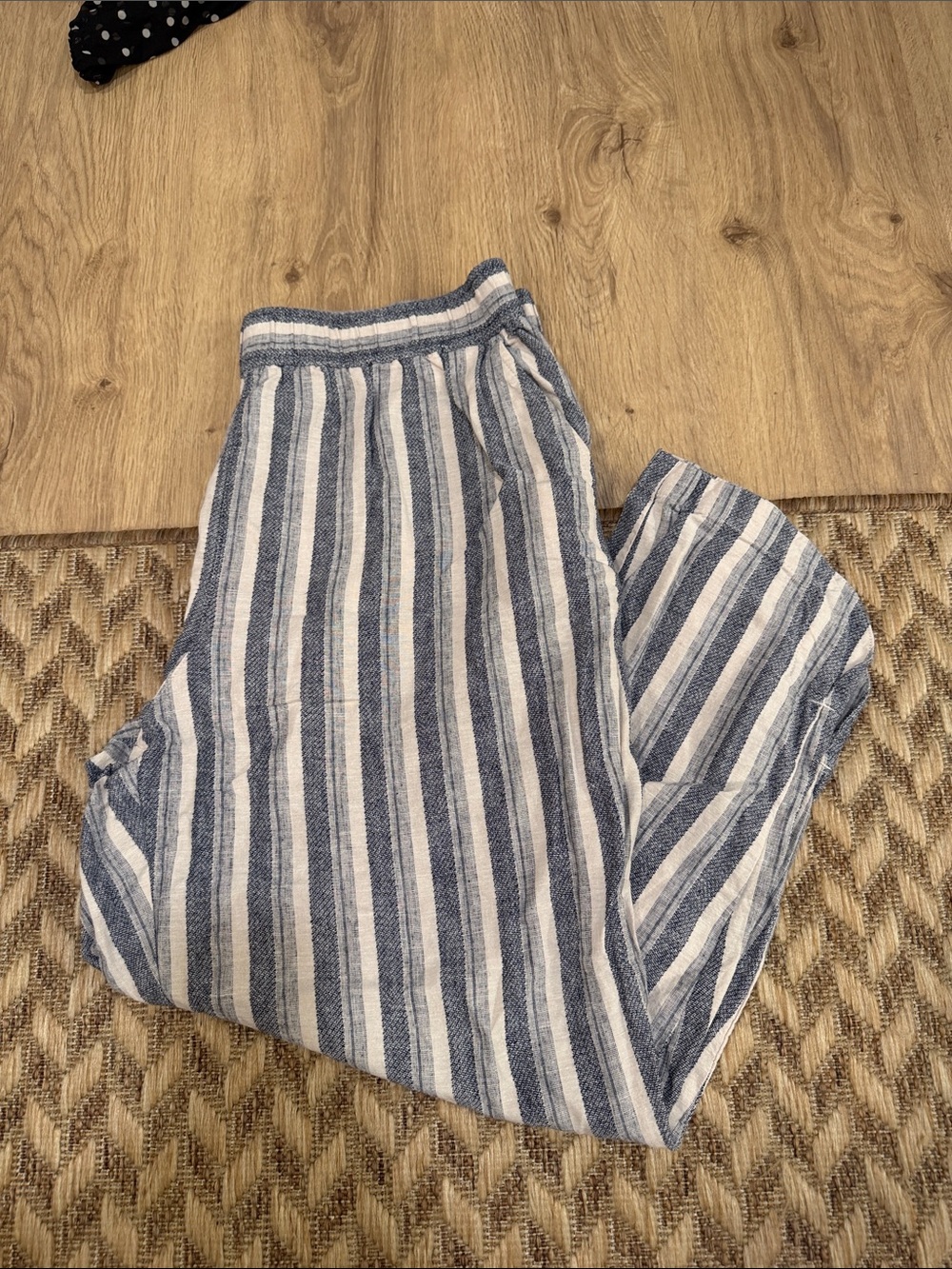 Madewell Linen Striped Blue and White Lightweight Pants